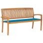 vidaXL Banco de jardín apilable y cojín madera maciza de teca 159 cm vidaXL Banco de jardín apilable y cojín madera maciza de teca 159 cm