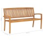 vidaXL Banco de jardín apilable y cojín madera maciza de teca 159 cm vidaXL Banco de jardín apilable y cojín madera maciza de teca 159 cm
