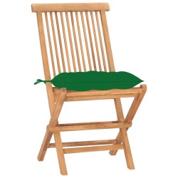 vidaXL Set comedor de jardín plegable 3 piezas madera de teca cojines