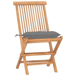 vidaXL Set comedor de jardín plegable 3 piezas madera de teca cojines
