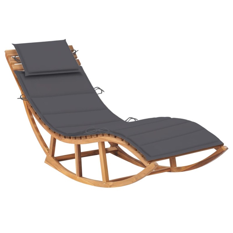 vidaXL Tumbona mecedora con cojín madera maciza de teca vidaXL Tumbona mecedora con cojín madera maciza de teca