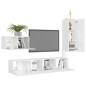 vidaXL Set de muebles de salón 4 pzas madera ingeniería blanco brillo