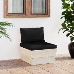 vidaXL Sofá central de palets jardín cojines madera abeto impregnada