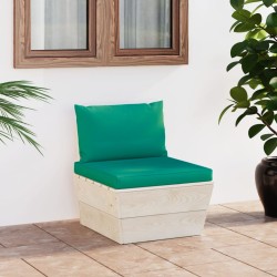 vidaXL Sofá central de palets jardín cojines madera abeto impregnada