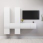 vidaXL Set de muebles de salón 7 pzas madera ingeniería blanco brillo