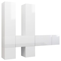 vidaXL Set de muebles de salón 7 pzas madera ingeniería blanco brillo