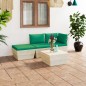 vidaXL Muebles de jardín de palets 4 pzas y cojines madera de abeto 