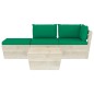 vidaXL Muebles de jardín de palets 4 pzas y cojines madera de abeto 