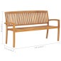 vidaXL Banco de jardín apilable y cojín madera maciza de teca 159 cm vidaXL Banco de jardín apilable y cojín madera maciza de teca 159 cm