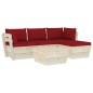 vidaXL Muebles de jardín de palets 5 pzas y cojines madera de abeto vidaXL Muebles de jardín de palets 5 pzas y cojines madera de abeto