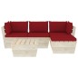 vidaXL Muebles de jardín de palets 5 pzas y cojines madera de abeto vidaXL Muebles de jardín de palets 5 pzas y cojines madera de abeto