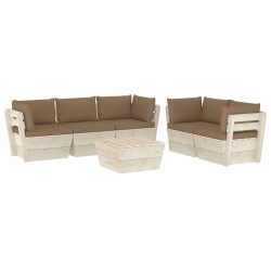 vidaXL Muebles de jardín de palets 6 piezas y cojines madera de abeto 
