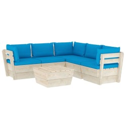 vidaXL Muebles de jardín de palets 6 piezas y cojines madera de abeto 