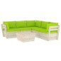 vidaXL Muebles de jardín de palets 6 piezas y cojines madera de abeto vidaXL Muebles de jardín de palets 6 piezas y cojines madera de abeto