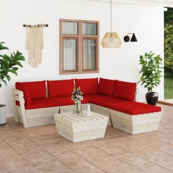 vidaXL Muebles de jardín de palets 6 piezas y cojines madera de abeto 