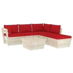 vidaXL Muebles de jardín de palets 6 piezas y cojines madera de abeto 