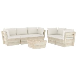vidaXL Muebles de jardín de palets 6 piezas y cojines madera de abeto 