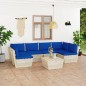 vidaXL Muebles de jardín de palets 7 piezas y cojines madera de abeto 