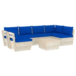 vidaXL Muebles de jardín de palets 7 piezas y cojines madera de abeto 