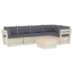 vidaXL Muebles de jardín de palés 6 piezas y cojines madera de abeto 