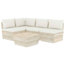 vidaXL Muebles de jardín de palets 5 piezas y cojines madera de abeto 