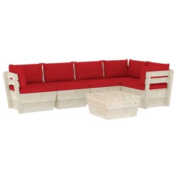 vidaXL Muebles de jardín de palets 6 piezas y cojines madera de abeto 