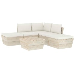 vidaXL Muebles de jardín de palets 6 piezas y cojines madera de abeto 