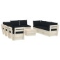 vidaXL Muebles de jardín de palets 9 piezas y cojines madera de abeto vidaXL Muebles de jardín de palets 9 piezas y cojines madera de abeto