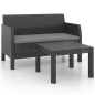 vidaXL Set de muebles jardín 2 piezas cojines PP ratán gris antracita vidaXL Set de muebles jardín 2 piezas cojines PP ratán gris antracita