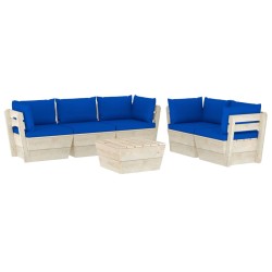 vidaXL Muebles de jardín de palets 6 piezas y cojines madera de abeto 