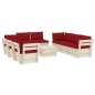 vidaXL Muebles de jardín de palets 9 piezas y cojines madera de abeto vidaXL Muebles de jardín de palets 9 piezas y cojines madera de abeto
