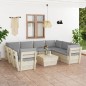 vidaXL Muebles de jardín de palets 9 piezas y cojines madera de abeto 