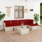 vidaXL Muebles de jardín de palets 6 piezas y cojines madera de abeto 