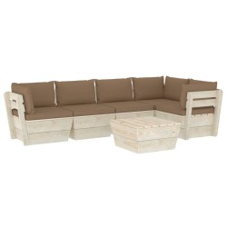 vidaXL Muebles de jardín de palets 6 piezas y cojines madera de abeto 