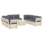 vidaXL Muebles de jardín de palets 9 piezas y cojines madera de abeto vidaXL Muebles de jardín de palets 9 piezas y cojines madera de abeto