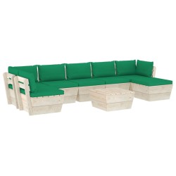 vidaXL Muebles de jardín de palets 8 piezas y cojines madera de abeto 