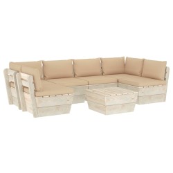 vidaXL Muebles de jardín de palets 7 piezas y cojines madera de abeto 