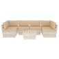 vidaXL Muebles de jardín de palets 7 piezas y cojines madera de abeto vidaXL Muebles de jardín de palets 7 piezas y cojines madera de abeto