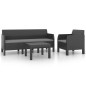 vidaXL Set de muebles de jardín 3 pzas cojines PP ratán gris antracita vidaXL Set de muebles de jardín 3 pzas cojines PP ratán gris antracita