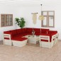 vidaXL Muebles de jardín de palets 10 pzas y cojines madera de abeto 