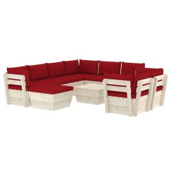 vidaXL Muebles de jardín de palets 10 pzas y cojines madera de abeto 