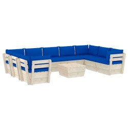 vidaXL Muebles de jardín de palés 10 piezas y cojines madera de abeto
