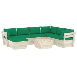 vidaXL Muebles de jardín de palets 8 piezas y cojines madera de abeto  
