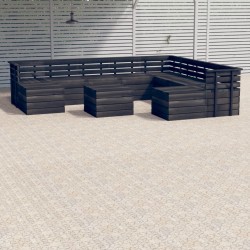 vidaXL Muebles palets de jardín 11 pzas madera maciza pino gris oscuro