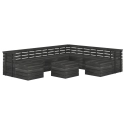 vidaXL Muebles palets de jardín 11 pzas madera maciza pino gris oscuro