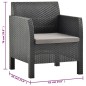 vidaXL Set de muebles de jardín 3 pzas cojines PP ratán gris antracita vidaXL Set de muebles de jardín 3 pzas cojines PP ratán gris antracita