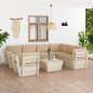 vidaXL Muebles de jardín de palets 9 piezas y cojines madera de abeto vidaXL Muebles de jardín de palets 9 piezas y cojines madera de abeto