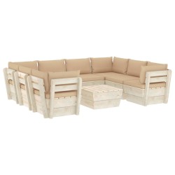 vidaXL Muebles de jardín de palets 9 piezas y cojines madera de abeto 