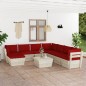vidaXL Muebles de jardín de palés 9 piezas y cojines madera de abeto vidaXL Muebles de jardín de palés 9 piezas y cojines madera de abeto