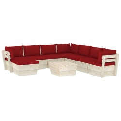 vidaXL Muebles de jardín de palés 9 piezas y cojines madera de abeto 
